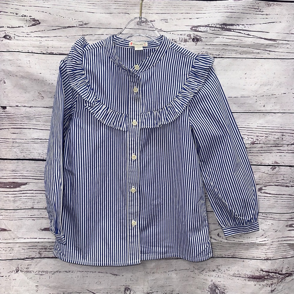 Crewcuts Girls Striped Ruffle Yoke Top Size 6